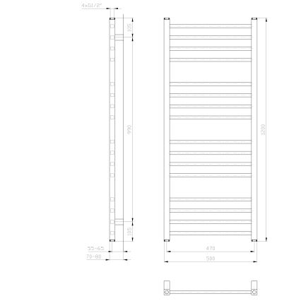 Sapho - badeværelsesradiator METRO 120x50 cm hvid