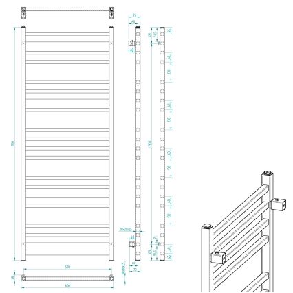 Sapho - Badeværelsesradiator METRO 151x60 cm mat sort