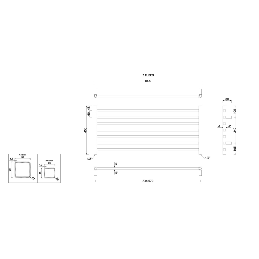 Sapho - Badeværelsesradiator METRO 45x100 cm poleret krom