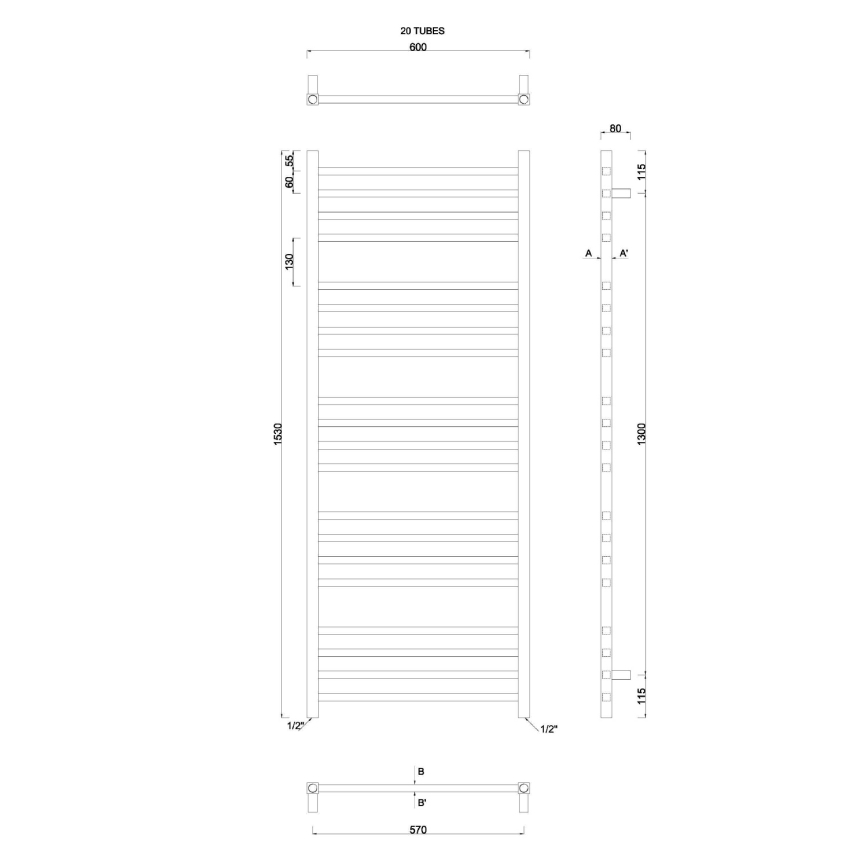 Sapho - Badeværelsesradiator METRO 497W/230V 60x153 cm poleret krom