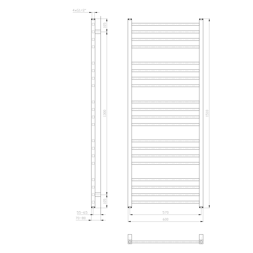 Sapho - Badeværelsesradiator METRO 60x151x60 cm hvid