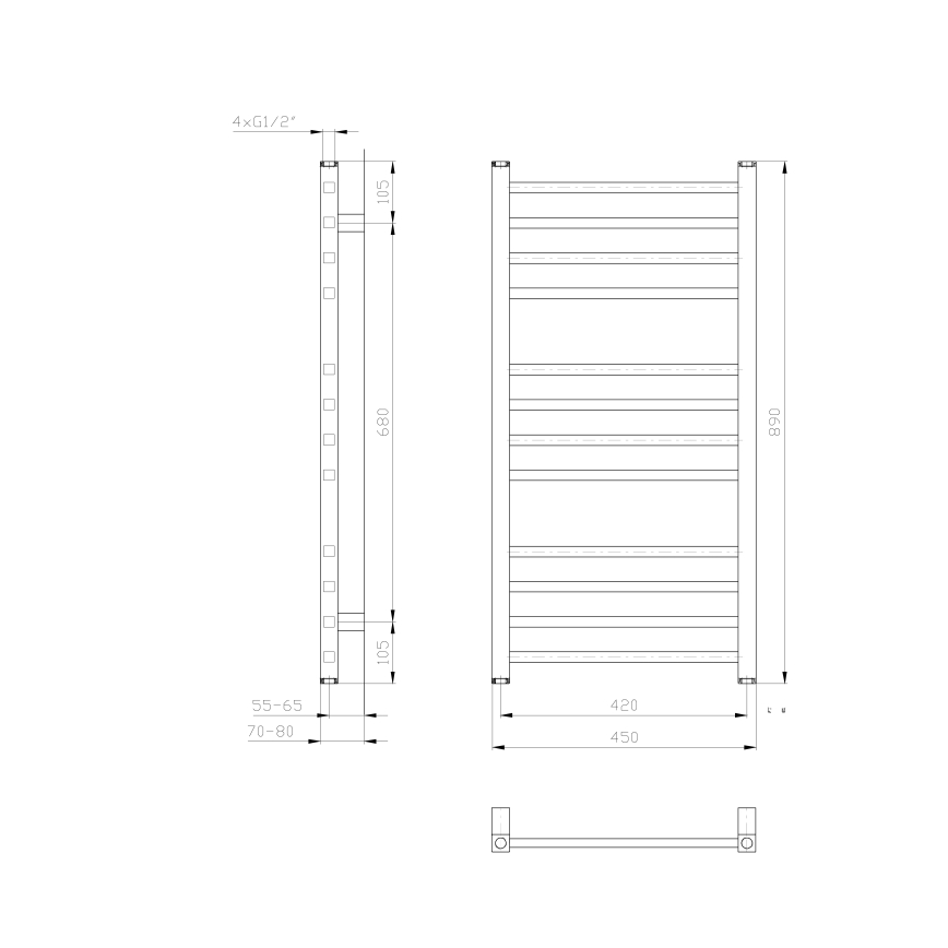 Sapho - Badeværelsesradiator METRO 89x45 cm hvid