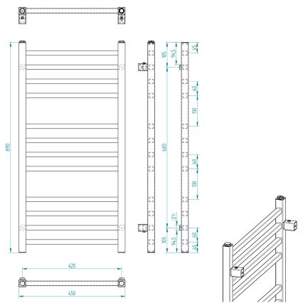 Sapho - Badeværelsesradiator METRO 89x45 cm mat sort