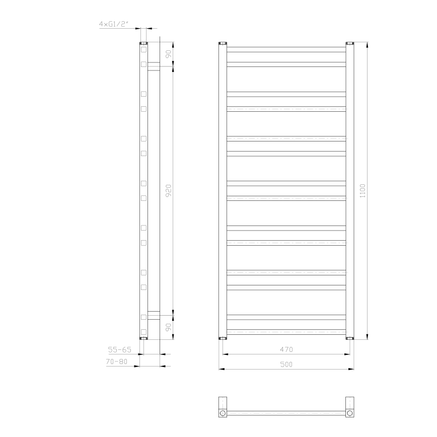 Sapho - Badeværelsesradiator METRO DOS 110x50 cm mat hvid