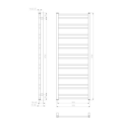 Sapho - Badeværelsesradiator METRO DOS 143x55 cm mat hvid