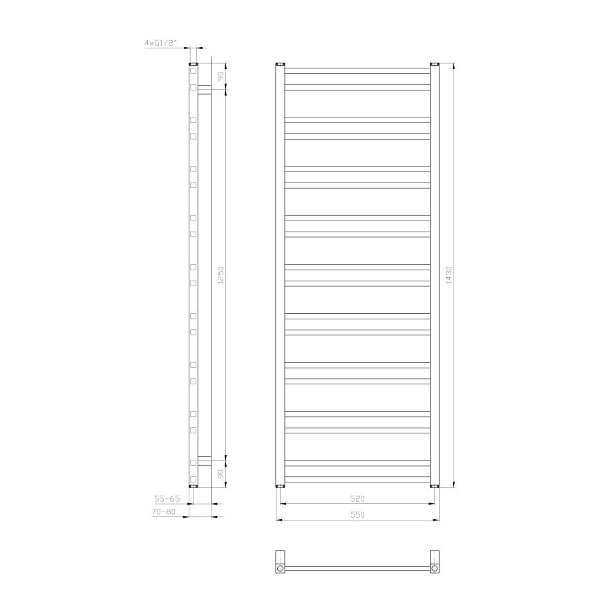Sapho - Badeværelsesradiator METRO DOS 143x55 cm mat hvid