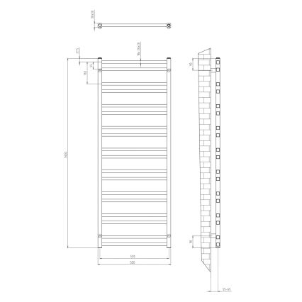 Sapho - Badeværelsesradiator METRO DOS 143x55 cm mat sort