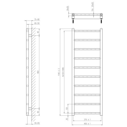 Sapho - Badeværelsesradiator METRO DOS 247W/230V 40x114 cm mat sort