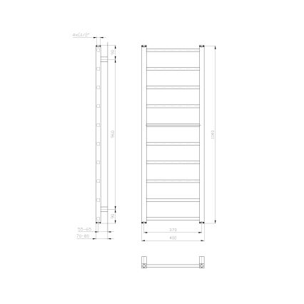 Sapho - Badeværelsesradiator METRO LIGHT 114x40 cm hvid