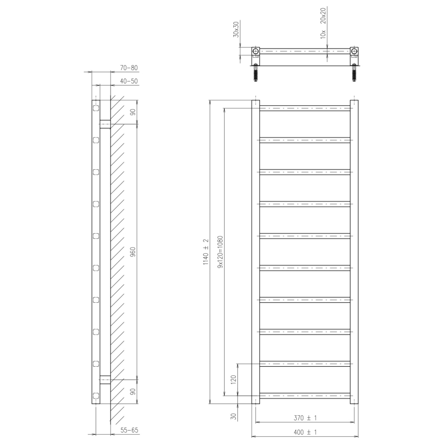 Sapho - Badeværelsesradiator METRO LIGHT 114x40 cm poleret krom