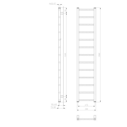 Sapho - Badeværelsesradiator METRO LIGHT 150x30 cm hvid