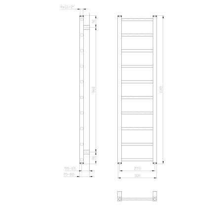 Sapho - Badeværelsesradiator METRO LIGHT 211W 30x114 cm hvid