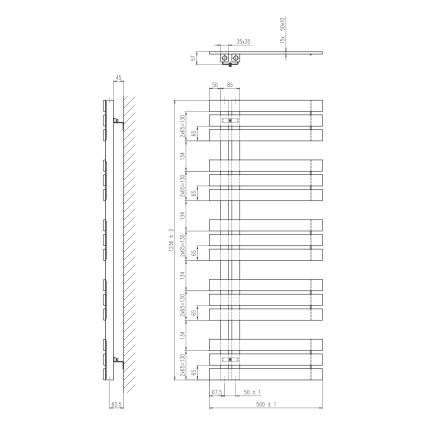 Sapho - Badeværelsesradiator SILVANA 124x50 cm mat sort