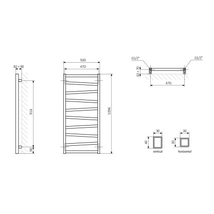Sapho - Badeværelsesradiator ZIG 110x50 cm antracit