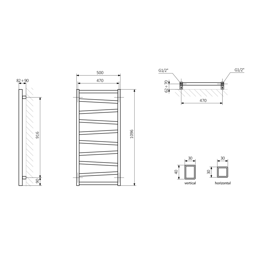 Sapho - Badeværelsesradiator ZIG 110x50 cm antracit
