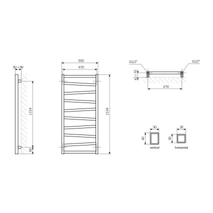Sapho - Badeværelsesradiator ZIG 133x50 cm antracit