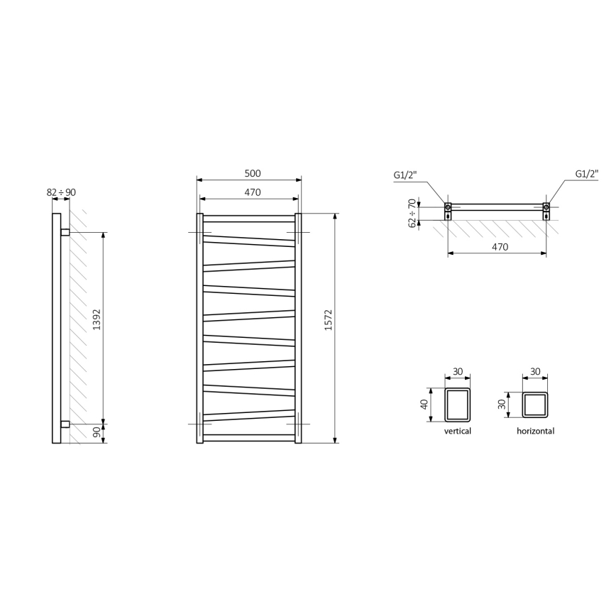Sapho - badeværelsesradiator ZIG 157x50 cm, hvid