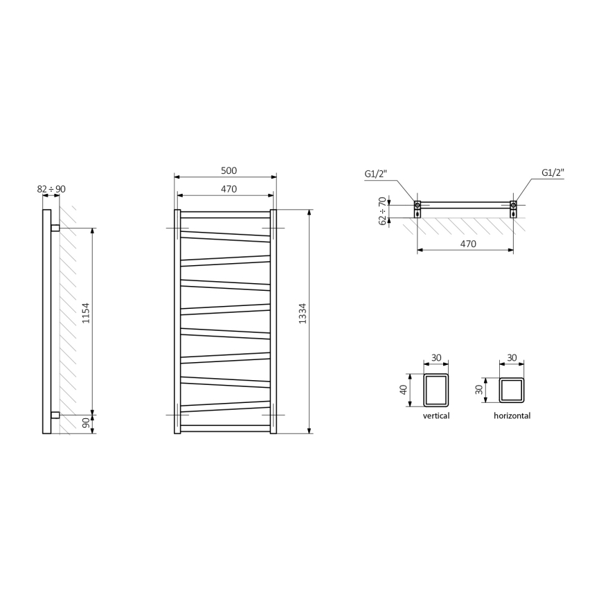 Sapho - Badeværelsesradiator ZIG 490W/230V 50x133 cm hvid