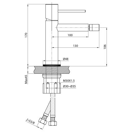 Sapho - Bidetarmatur SOLARIS mat sort