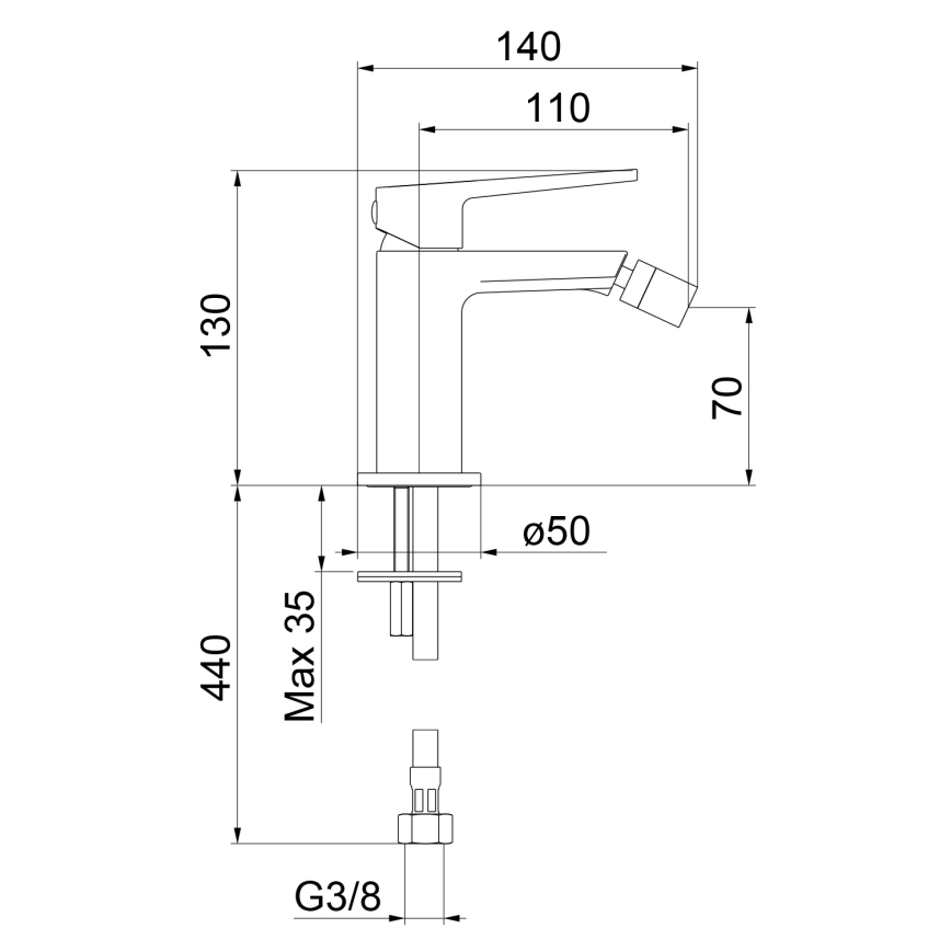 Sapho - Bidetarmatur TURSI poleret krom
