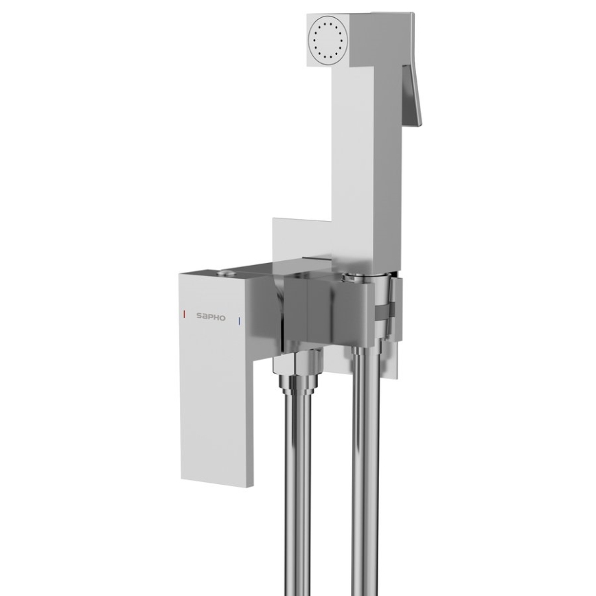 Sapho - Bidethane med bruser til skjult installation CUBEMIX kantet/skinnende krom