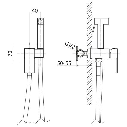 Sapho - Bidethane med bruser til skjult installation CUBEMIX kantet/skinnende krom