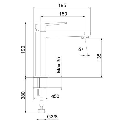 Sapho - Blandingsbatteri til håndvask TURSI 19 cm, poleret krom
