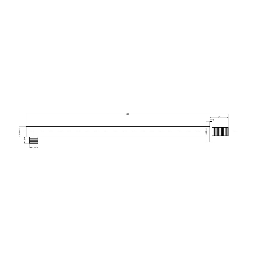 Sapho - Brusearm kantet 44 cm skinnende krom