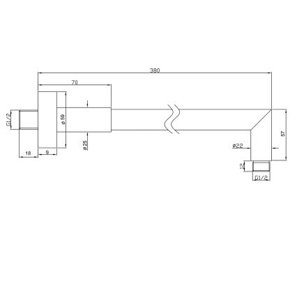 Sapho - Brusearm rund 38 cm skinnende krom