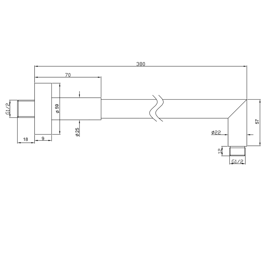 Sapho - Brusearm rund 38 cm skinnende krom