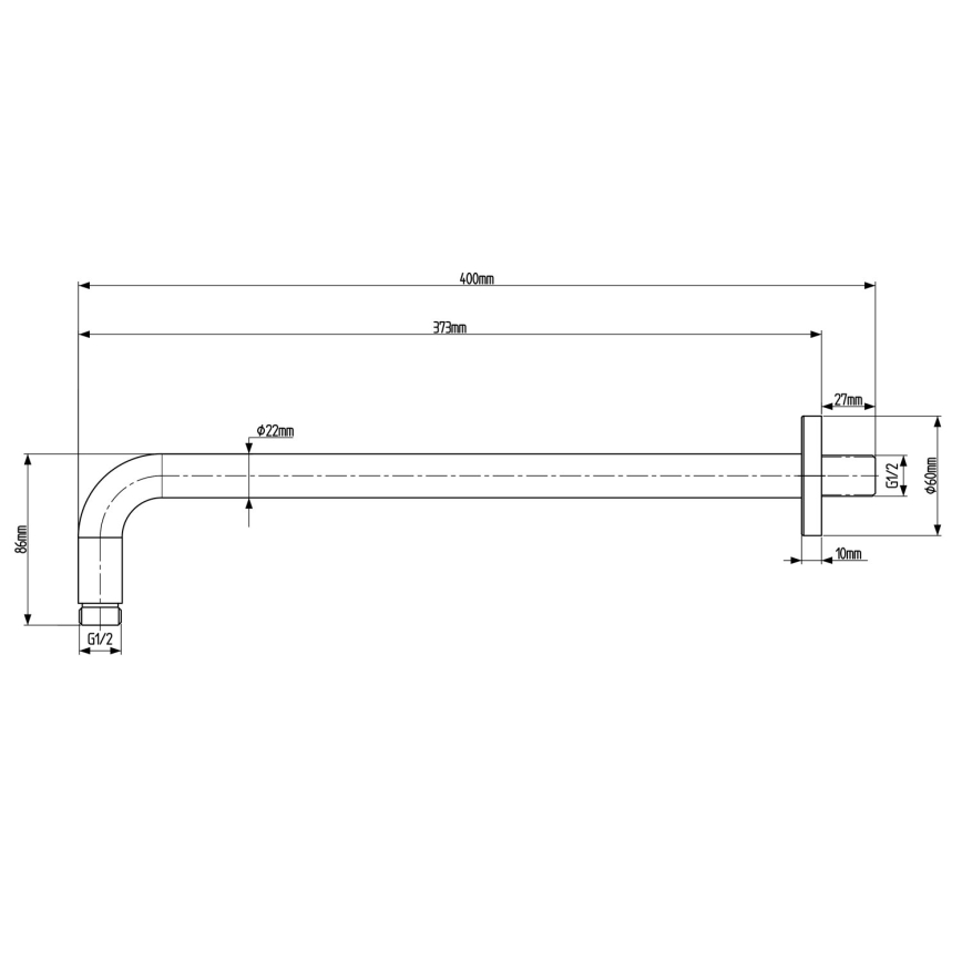Sapho - Brusearm rund 40 cm mat sort