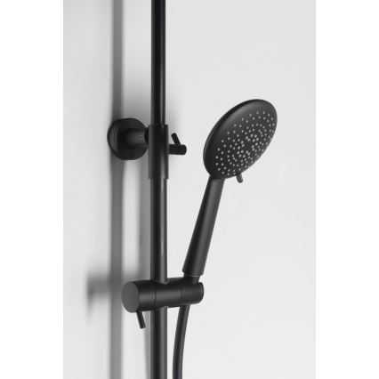 Sapho - Brusesæt med blandingsbatteri SOLARIS, mat sort