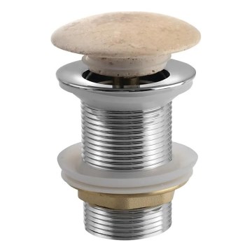 Sapho - Bundventil til håndvask Click-Clack BLOK Ø 6,7 cm travertin/blank krom