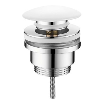 Sapho - Bundventil til håndvask Click-Clack Ø 6,4 cm keramik/blank krom