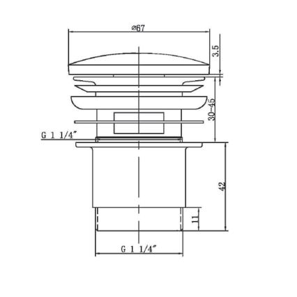 Sapho - Bundventil til håndvask Ø 6,7 cm, poleret krom