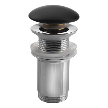 Sapho - Bundventil til håndvask Ø 7 cm, mat sort / blank krom