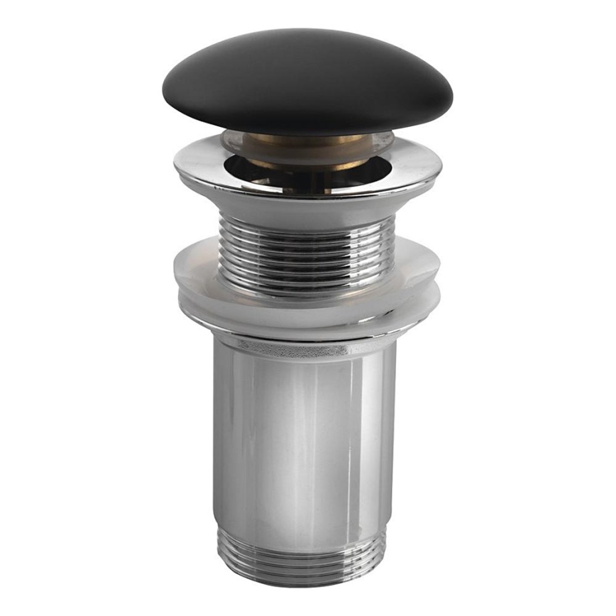 Sapho - Bundventil til håndvask Ø 7 cm, mat sort / blank krom