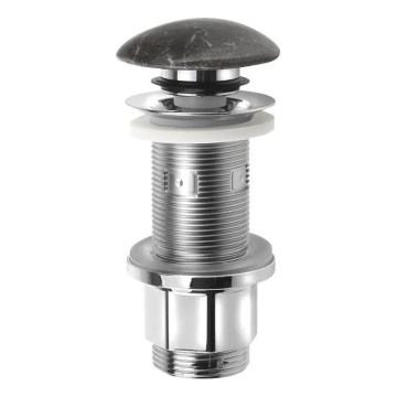 Sapho - Click‑Clack bundventil BLOK til håndvask Ø 6,7 cm, sten/sort