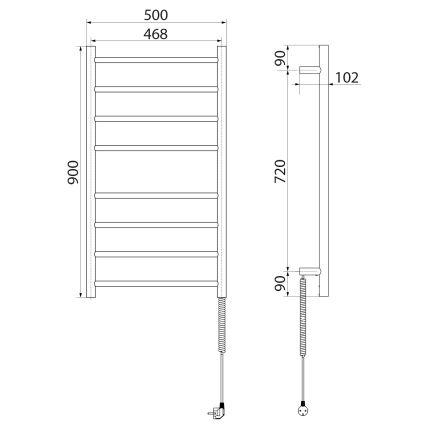 Sapho - Elektrisk håndklædeholder REDONDO 75W/230V 90 cm skinnende krom højre rund
