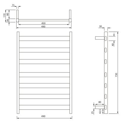 Sapho - Elektrisk håndklædetørrer ELIAS 105W 73x49 cm mat hvid
