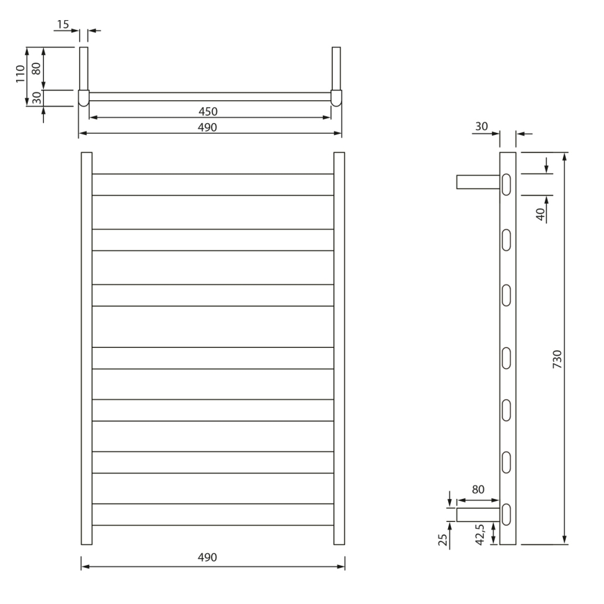 Sapho - Elektrisk håndklædetørrer ELIAS 105W 73x49 cm mat hvid