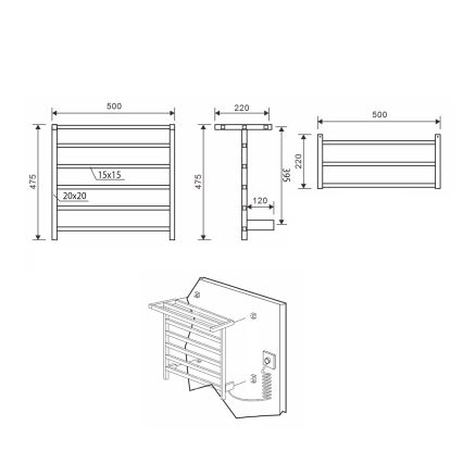 Sapho - Elektrisk håndklædetørrer ELZOR 60W  47x50 cm mat hvid