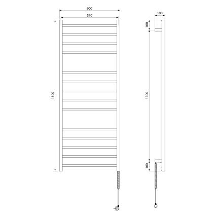 Sapho - Elektrisk håndklædetørrer ESKINADO 130W 150x60 cm rustfrit stål/poleret krom