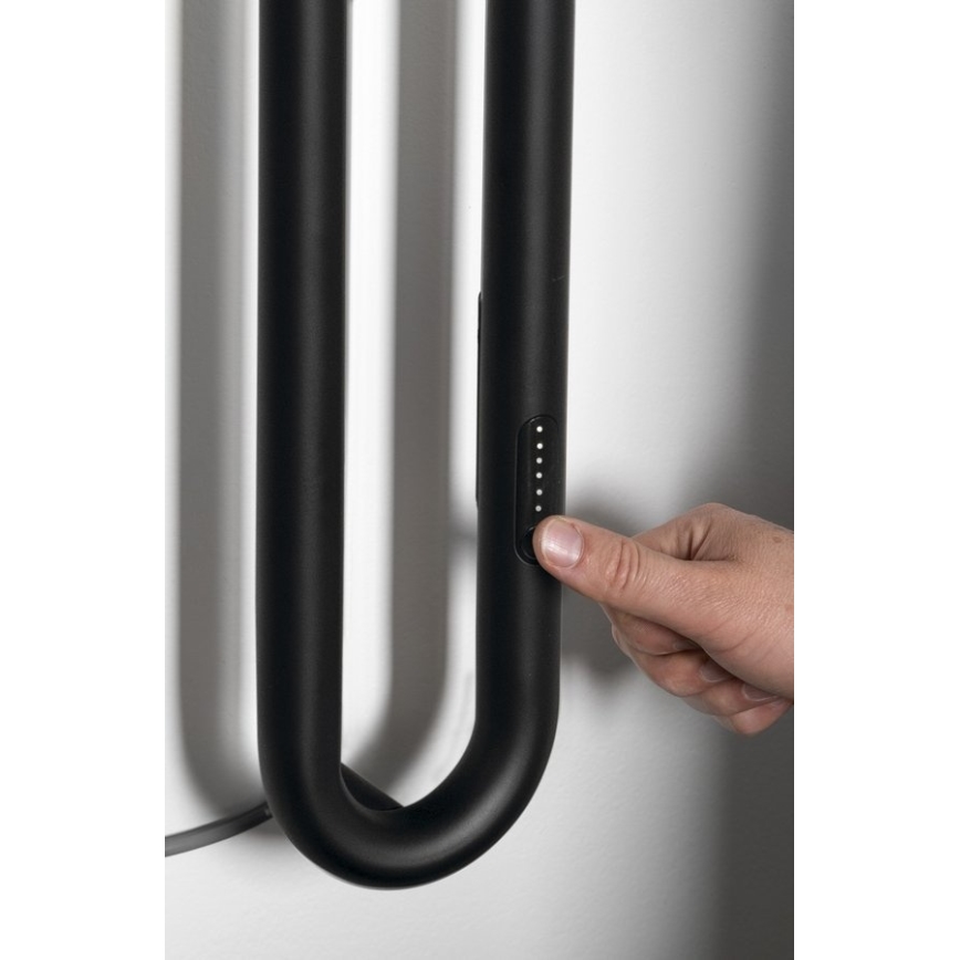 Sapho - Elektrisk håndklædetørrer med timer DUOPASSO 45W 170x12 cm mat sort