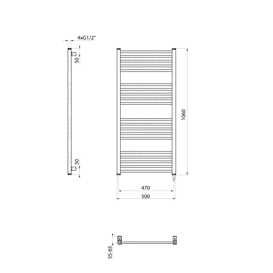 Sapho - Elektrisk håndklædetørrer METRO-E 400W 106x50 cm hvid