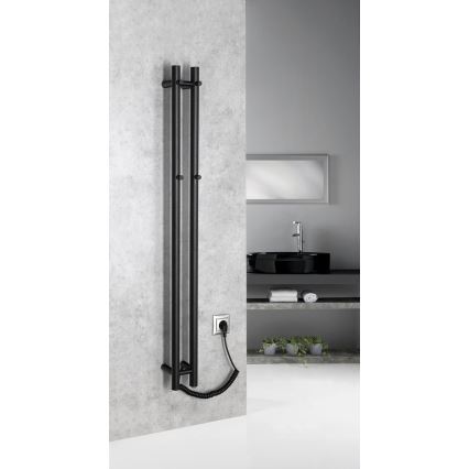 Sapho - Elektrisk håndklædetørrer PAPINADO 40W 120x11 cm mat sort