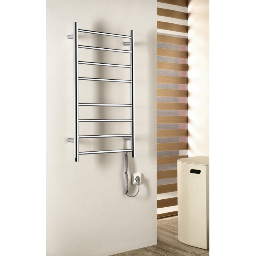 Sapho - Elektrisk håndklædetørrer REDONDO 75 W 90 x 50 cm blank krom rund