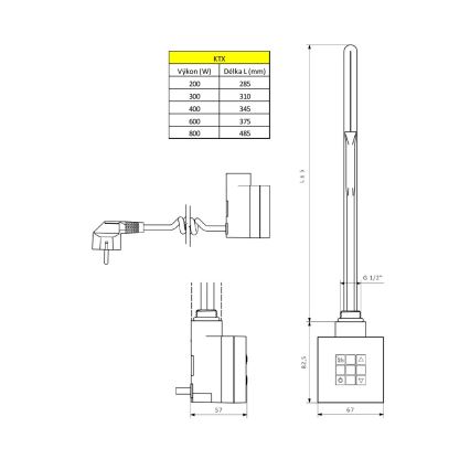 Sapho - Elpatron med termostat KTX 400W, poleret krom