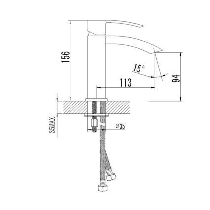 Sapho - GINKO håndvaskarmatur 15,6 cm mat sort