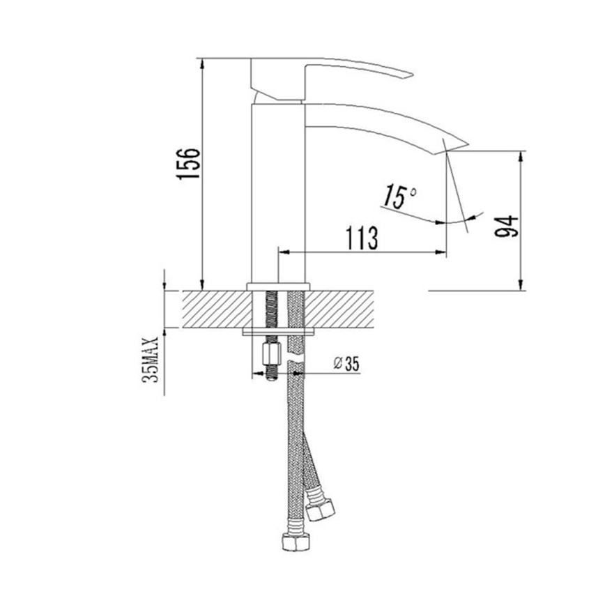 Sapho - GINKO håndvaskarmatur 15,6 cm mat sort